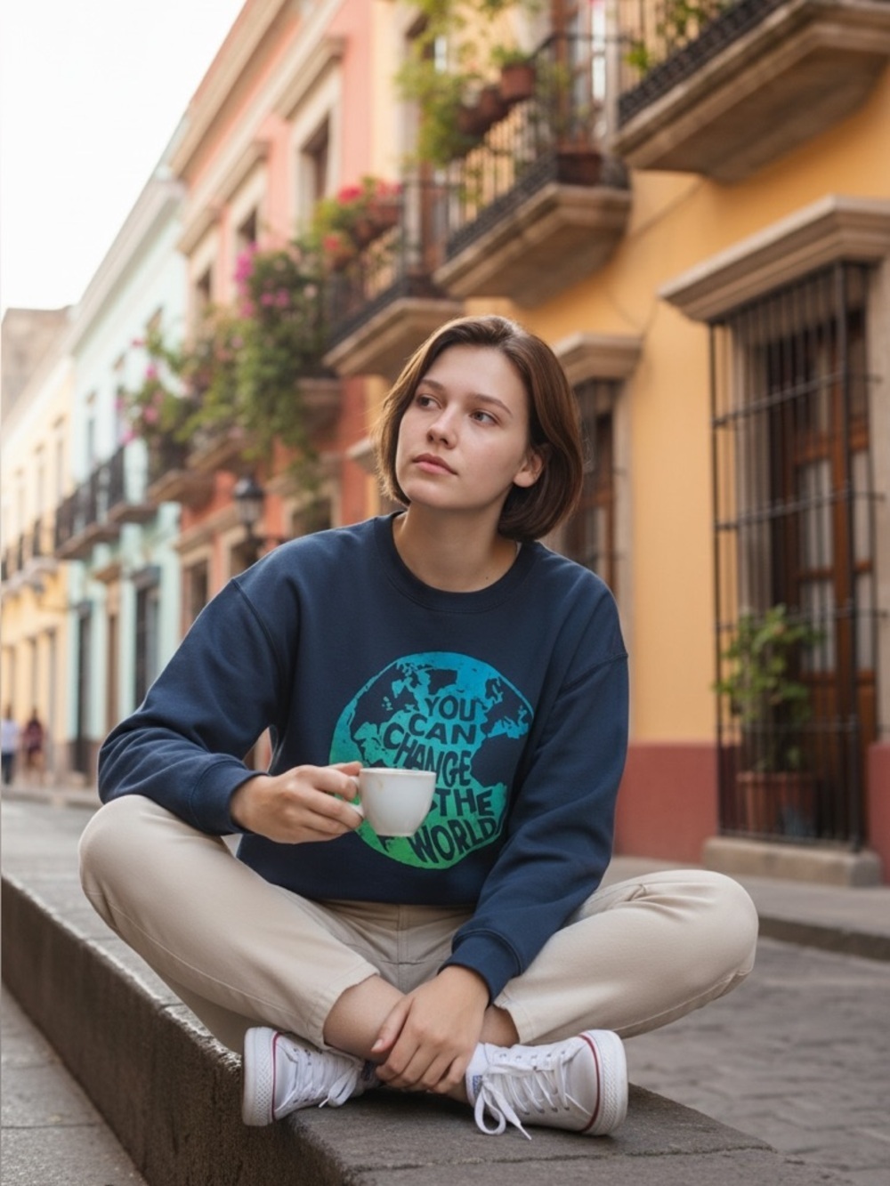 You Can Change the World graphic sweatshirt m